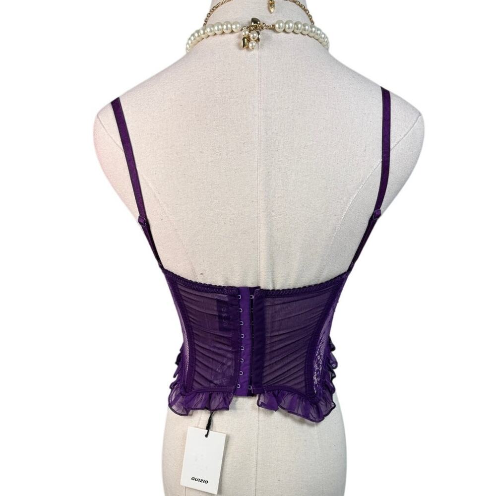 Guizio Aleia Ruffle Corset Top Amethyst Purple XS NWT Romantic Boned Bustier - Picture 7 of 10